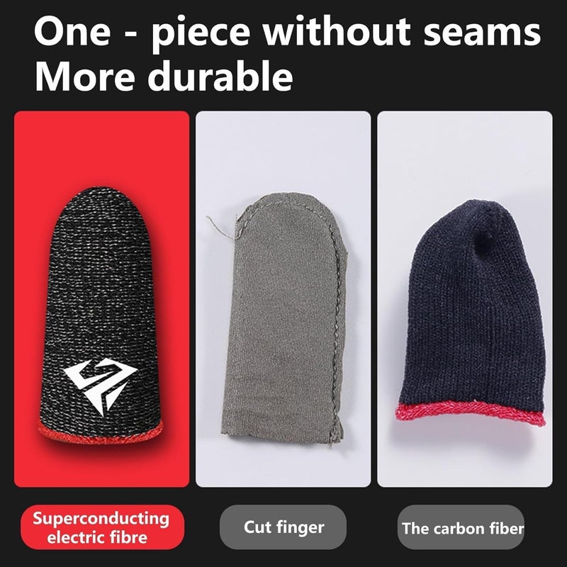 Wentoenapp زوج من قفازات الأصابع للألعاب، أكمام أصابع للألعاب، مضادة للانزلاق، مقاومة للعرق، قفازات شاشة تعمل باللمس فائقة النحافة، غطاء طرف الأصبع للألعاب المحمولة، إبهام الألعاب - Image 4